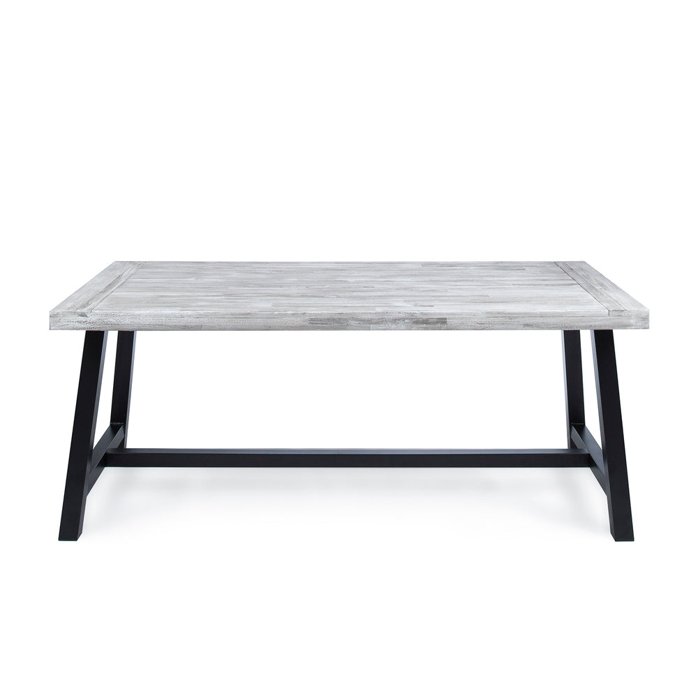 English Elm Christopher Knight Home® - Outdoor Weatherproof Acacia Wood Dining Table with Rustic Metal Frame for Patio, Poolside Gatherings Grey+Black N768P197034G