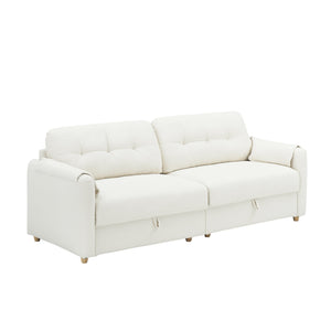 English Elm 79.50" Modern Teddy Cotton-Linen Sofa With Sleek Metal Legs & Trim - Stylish 3-Seater In Beige W3356S00028