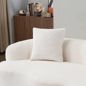 English Elm White Curved Loveseat Sofa — Cream Compact 2-Pillow No-Assembly Couch, Ergonomic Foam & Spring Comfort W3612P332124