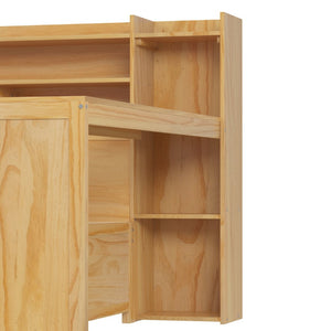 English Elm Wooden Twin Daybed with Trundle Built-in Desk and Open Shelves for Kids Rooms Natural N733S373391M