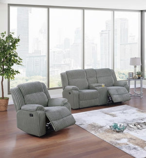 English Elm Modern Corduroy Reclining Loveseat and Chair Set with Cup Holders Ash Legs Plush Comfort Smoke B011S02400