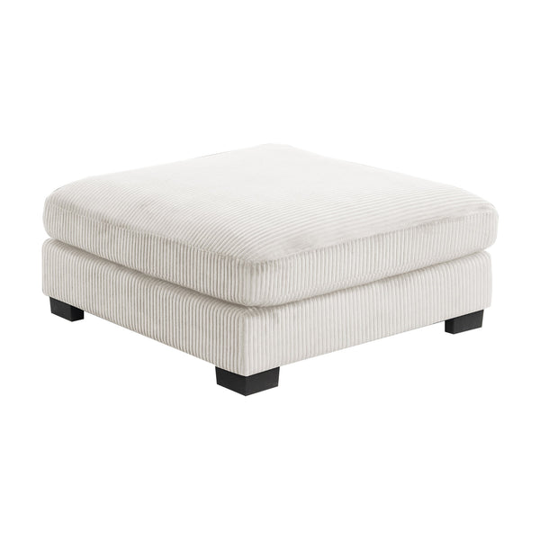 English Elm Bentley Plush Corduroy Ottoman — Versatile Footrest & Accent Seat with Sturdy Wood Frame, Stylish Comfort Cream G150110454