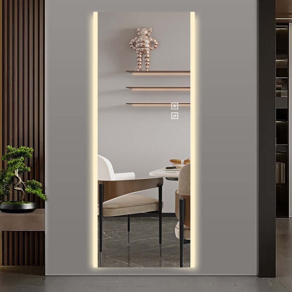 English Elm 65*21In Led Mirror Full Length - Frameless Wall-Mounted Lighted Design With Three-Color Illumination W2709P268898