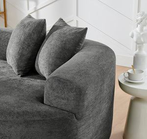 English Elm Modern Curved 4-Seater Sectional Sofa In Dark Grey Chenille – Minimalist Design, No Assembly Needed! W1413S00105