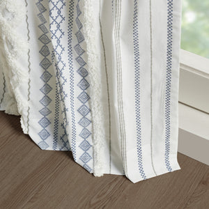 English Elm Cotton Printed Chenille Stripe Curtain Panel with Lining, 50x108, Rod Pocket & Back Tabs for Light Control and Texture Decor B035P294215
