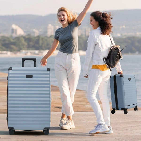 English Elm Luggage 5 Piece Abs Hardshell Travel Set with Usb Port Spinner Wheels and Tsa Lock Sky Blue N732P265290C