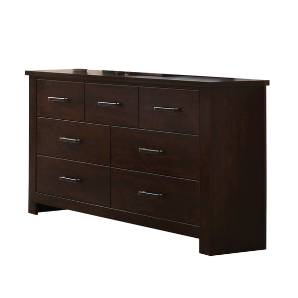 English Elm Panang Elegant Seven-Drawer Dresser with Felt-Lined Top Drawer, Dovetail Construction & Lock Mahogany 61 L x 19 W x 40 H B2726P257390