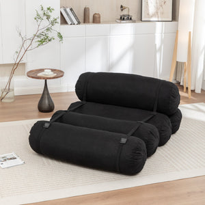 English Elm Adjustable Corduroy Floor Sofa with 5 Modular Cylinders for Custom Lounging and Ultimate Comfort Black W1170P365602