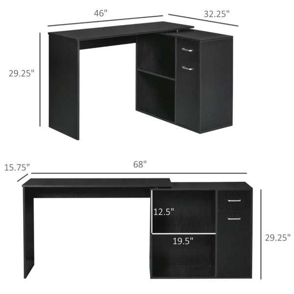English Elm Rotating Corner Workstation with Hutch Shelving and Farmhouse X-frame Base T3971P470754