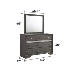 English Elm Traditional Queen 5 PC Storage Bedroom Set Gray – Engineered Wood Bed, 7-Drawer Dresser, Mirror, Chest 808857661555