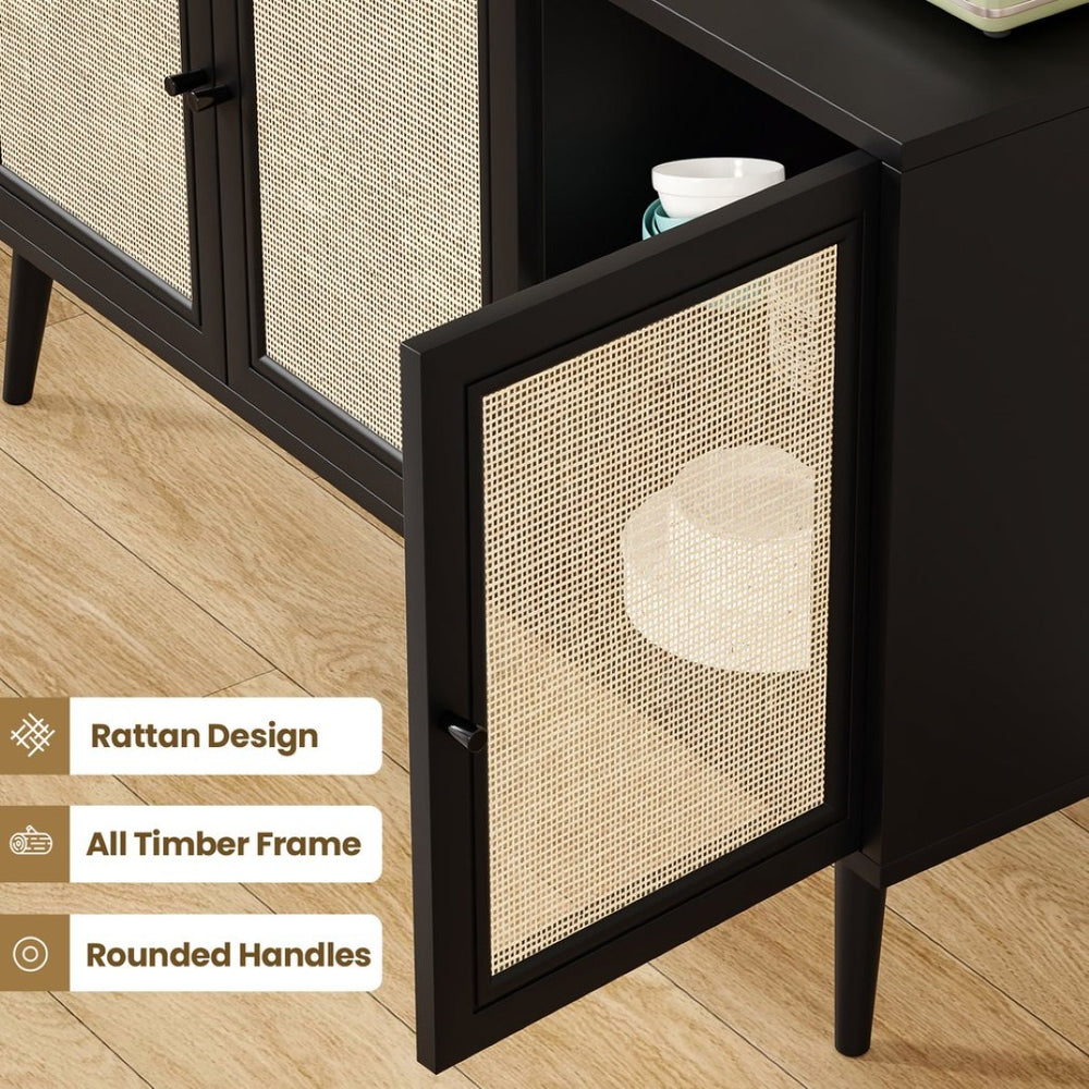 English Elm Sideboard Buffet Cabinet With 3 Rattan Doors - Modern Storage Solution For Entryway & Living Room P2 T3623P380285-GIGA