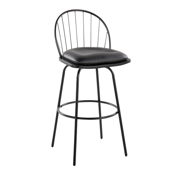 English Elm Riley 30" Farmhouse Swivel Barstool Set of 2 – Black Metal Frame, Removable Faux Leather Seat, 360° Comfort B202S00636