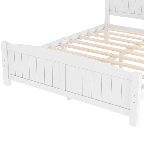 English Elm Queen Solid Wood Platform Bed Frame with Strong Support Slats, No Box Spring Needed, Modern White Finish Light White W1580P374312
