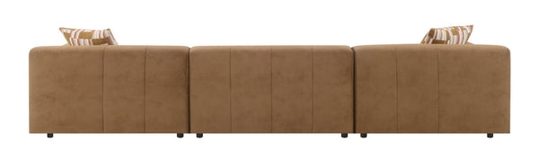 English Elm Contemporary Modular Living Room Sofa in Chocolate Suede with Pocket Coil Support B2726S00574