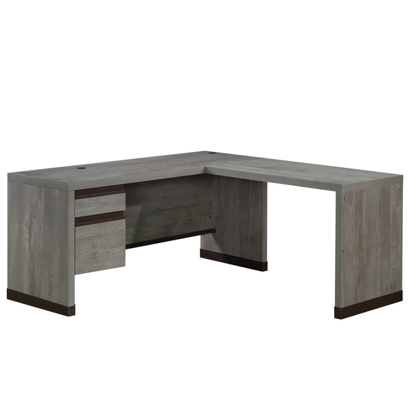 English Elm L-Shaped Desk In Elegant Brown Finish - Spacious Work Surface, Secure Storage & Easy Assembly B356P402003