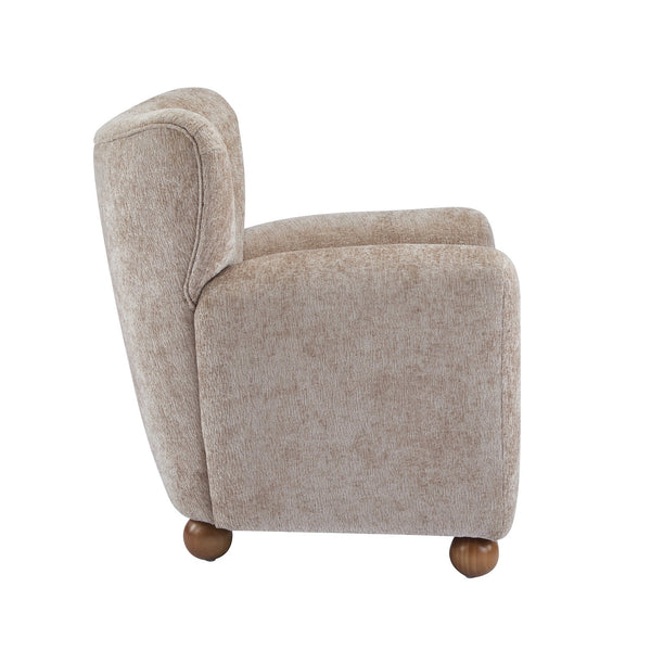 English Elm Christopher Knight Home® - Cozy Wingback Armchair with Plush Bouclé Upholstery, Solid Wood Legs, Timeless Elegant Comfort beige brown 32 L x 29.5 W x 26.75 H N776P293322B