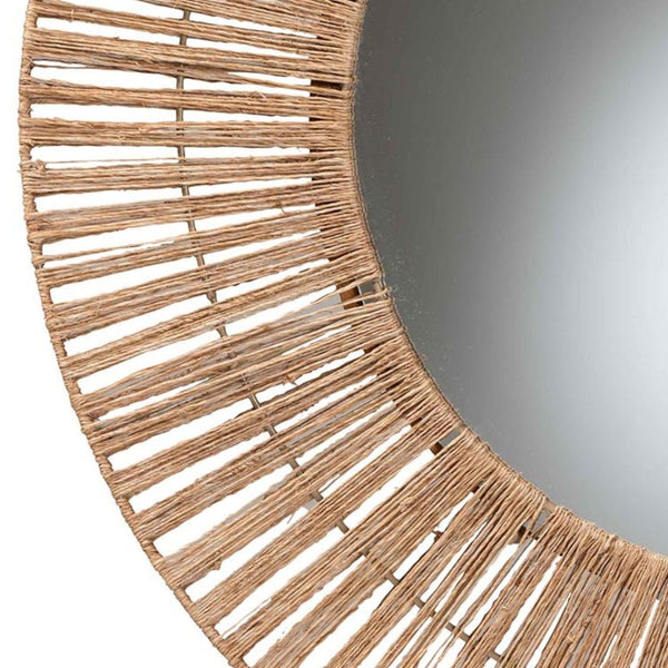 English Elm Modern Rattan Oval Wall Mirror Handcrafted Bohemian Decor for Entryways and Living Rooms B2750P420393