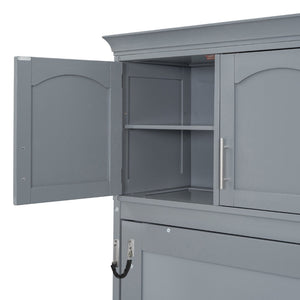 English Elm Queen Murphy Wall Bed with Top Cabinet Storage for Small Space Living Gray LP006665AAE-1