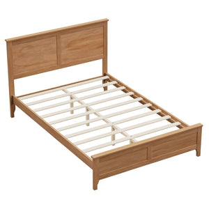 English Elm Modern Pine Wood Full Platform Bed Slatted Headboard Minimalist Bedroom Frame Seadrift N701P407155S