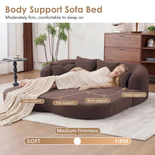 English Elm (old Sku W2231p392100) Chenille Sleeper Sofa Foldable Convertible Loveseat with Four Pillows Brown W2231P466739