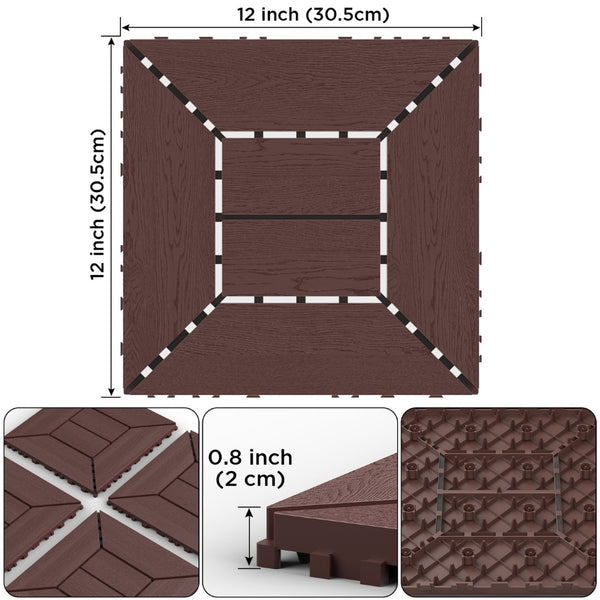 English Elm New Interlocking Pp Deck Tiles Wood-look Finish for Patio Poolside Balcony 44 Sq Ft W3022P251855