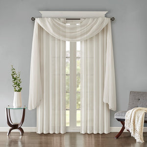 English Elm Solid Crushed Curtain Panel Pair - Elegant Sheer Window Treatments, Versatile Hanging Options, 2 Pcs B03598153-GIGA