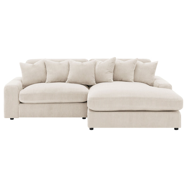 English Elm Upton Sand Reversible Sectional Sofa with Trillium Blend Cushions, Neutral Modern Comfort for Family Living B062S01241