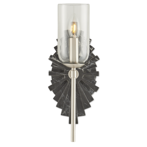 Benthos Black Wall Sconce - Elegant Marquino Marble Design with Starburst Pattern for Bathrooms