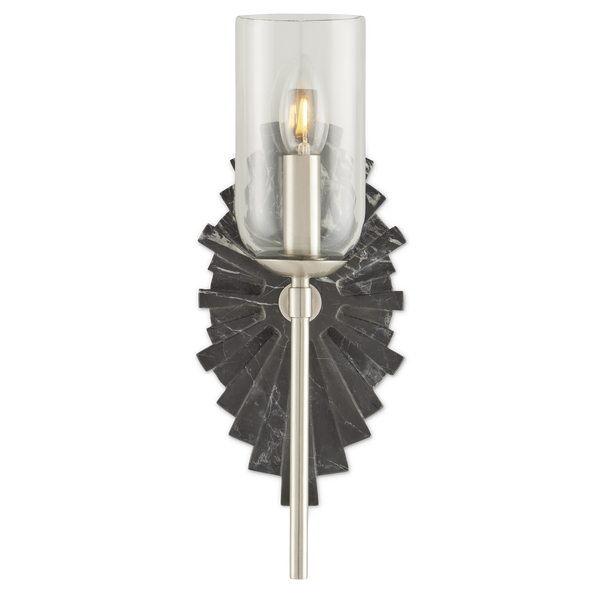 Benthos Black Wall Sconce - Elegant Marquino Marble Design with Starburst Pattern for Bathrooms