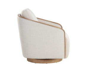 Sunpan Tasia Swivel Lounge Chair - Contemporary Design with Natural Birch Wood Frame for Stylish Comfort Effie Linen