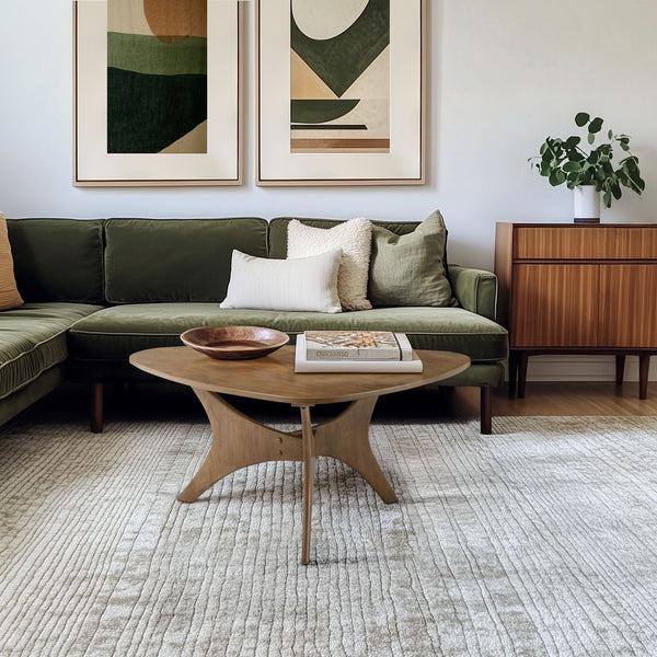 JLA Home INK+IVY - Organic Blaze Wood Coffee Table – Sculptural Triangular Top, Asymmetrical Base, Rounded Edges for Small Spaces II120-0427