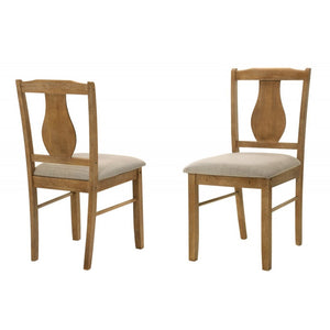 English Elm 5 Piece Antique Natural Oak Wood Dining Set with Cushioned Chairs, Compact Solid Wood Table Brown B011P379420