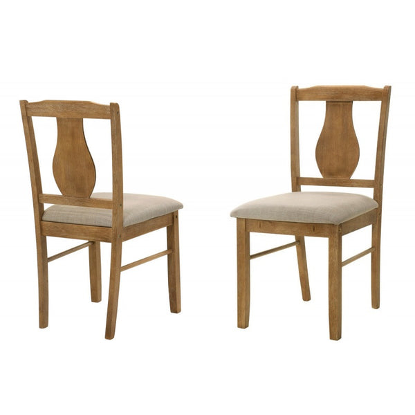 English Elm 5 Piece Antique Natural Oak Wood Dining Set with Cushioned Chairs, Compact Solid Wood Table Brown B011P379420