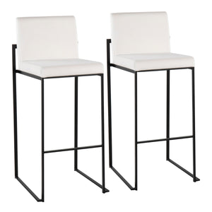 English Elm Fuji High Back Barstools In Plush White Velvet & Black Steel Frame - Set Of 2 For Modern Luxury B202P222187
