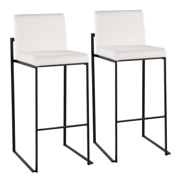 English Elm Fuji High Back Barstools In Plush White Velvet & Black Steel Frame - Set Of 2 For Modern Luxury B202P222187
