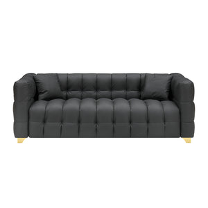 English Elm 80 Modern 3-Seat Sofa with Waterproof Polyester Blend, Solid Wood Frame, Silver Metal Legs, 500lb Capacity Black W3356P341720