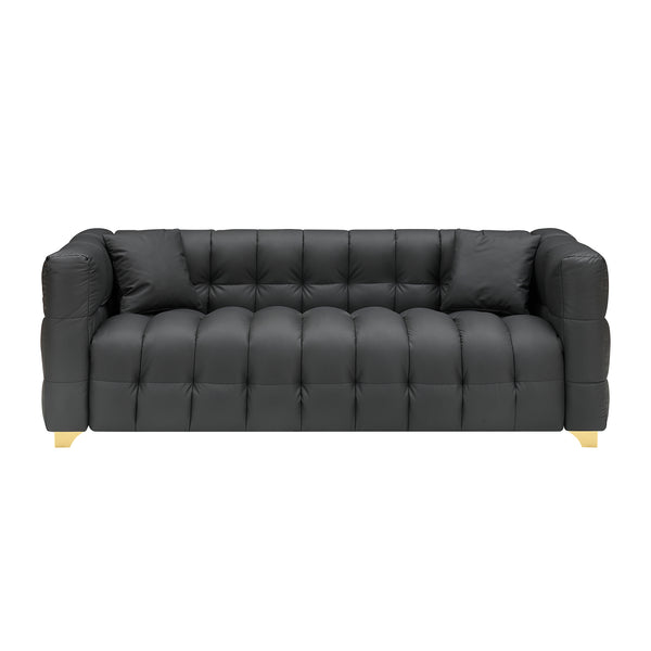 English Elm 80 Modern 3-Seat Sofa with Waterproof Polyester Blend, Solid Wood Frame, Silver Metal Legs, 500lb Capacity Black W3356P341720