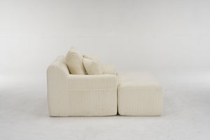 English Elm Oversized corduroy chaise lounge with ottoman, plush boneless sofa, ergonomic pillows for relaxing comfort Beige W1901P278402