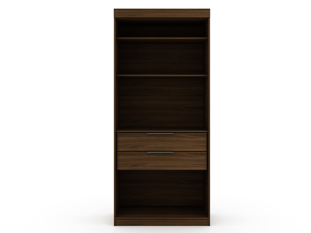 English Elm Mulberry 36" Wardrobe Closet with Adjustable Shelves, Sleek Aluminum Handles, Space-Saving Design Chestnut B365S00006