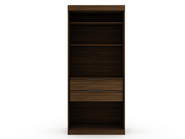 English Elm Mulberry 36" Wardrobe Closet with Adjustable Shelves, Sleek Aluminum Handles, Space-Saving Design Chestnut B365S00006