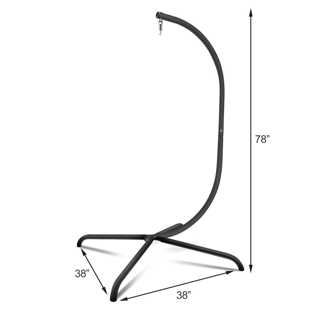 English Elm Hammock Heavy-Duty Steel C-Stand for Hammock & Egg Chairs - Indoor Outdoor Portable, Rust-Resistant Black W2707P185017