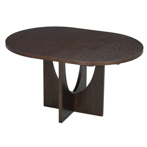 English Elm Topmax Extendable Round Dining Set with Linen Chairs and Pedestal Base Seats Five Espresso N717S000062P