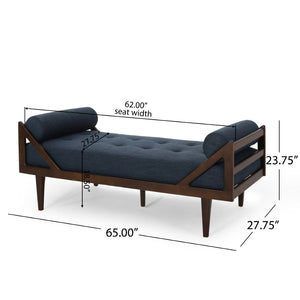 English Elm Chaise Lounge with Button Tufting Waffle Stitch Bentwood Frame for Living Room 70758.00NBLU