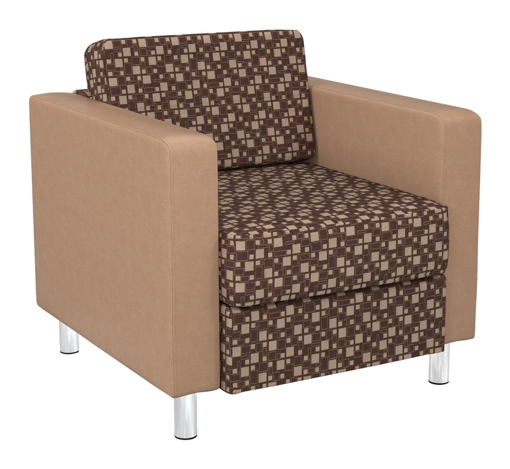 OSP Home Furnishings Pacific Club Armchair with Vinyl Upholstery and Chrome Legs for Modern Living Rooms Walnut PAC51-K110/R104