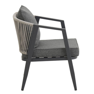 English Elm U_STYLE Heavy-Duty Outdoor Seating Set with Iron Table, Bench & Chairs — Patio, Lawn & Poolside Comfort Gray WY000439AAE