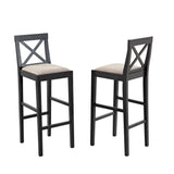 Long Bar Table & Chair Set for Entryway, Hallway, Living Room, Kitchen Dining, Black Wood