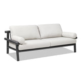 English Elm Zara 73.5" Dowel Frame Bolster Patio Deep Seating Sofa, Wheat Beige Axroma Olefin