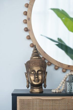 English Elm 6.3x7.5x14.2" Buddha Statue Head - Elegant Resin Home Accent, Zen Decor for Living Room & Hallway W2078P391151