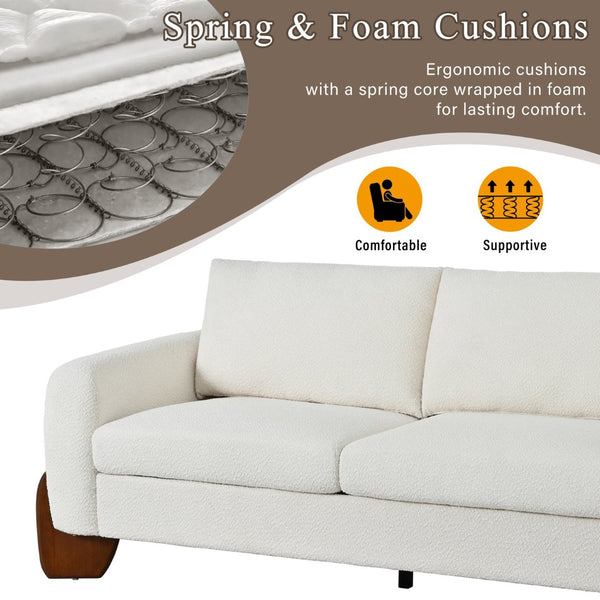 English Elm U_style Bouclé 3 Piece Living Room Sofa Set with Loveseat and Two Accent Armchairs Beige WY000479AAA