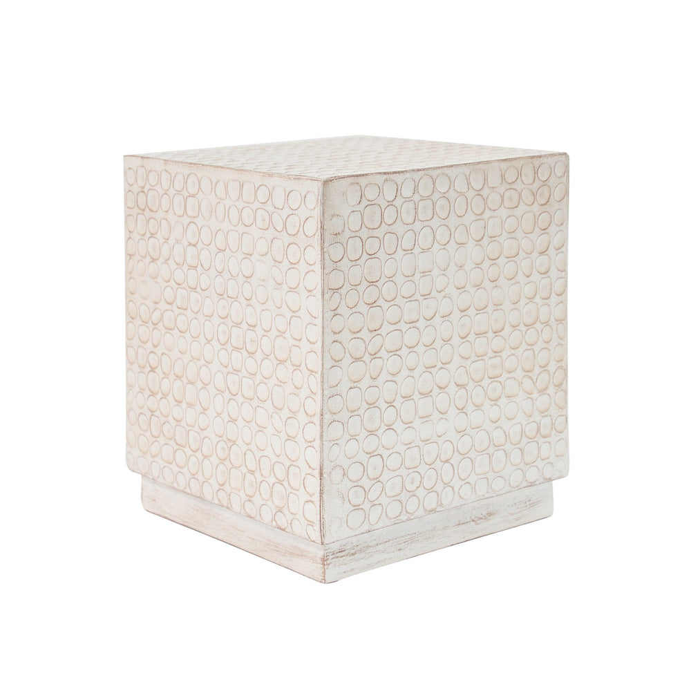 English Elm Christopher Knight Home® - MGO Antique Brown Cube Side Table — Fluted Modern MGO Design, Moisture-Resistant Durable Accent N770P200252A